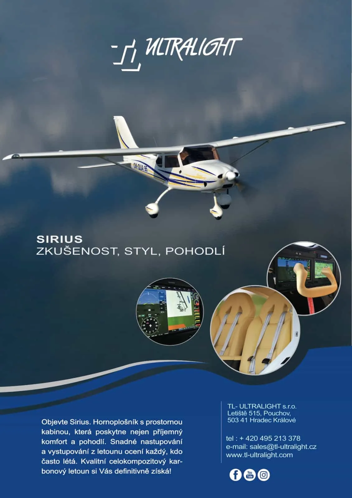 Reklamní materiál k letadlu Sirius firmy TL-Ultralight
